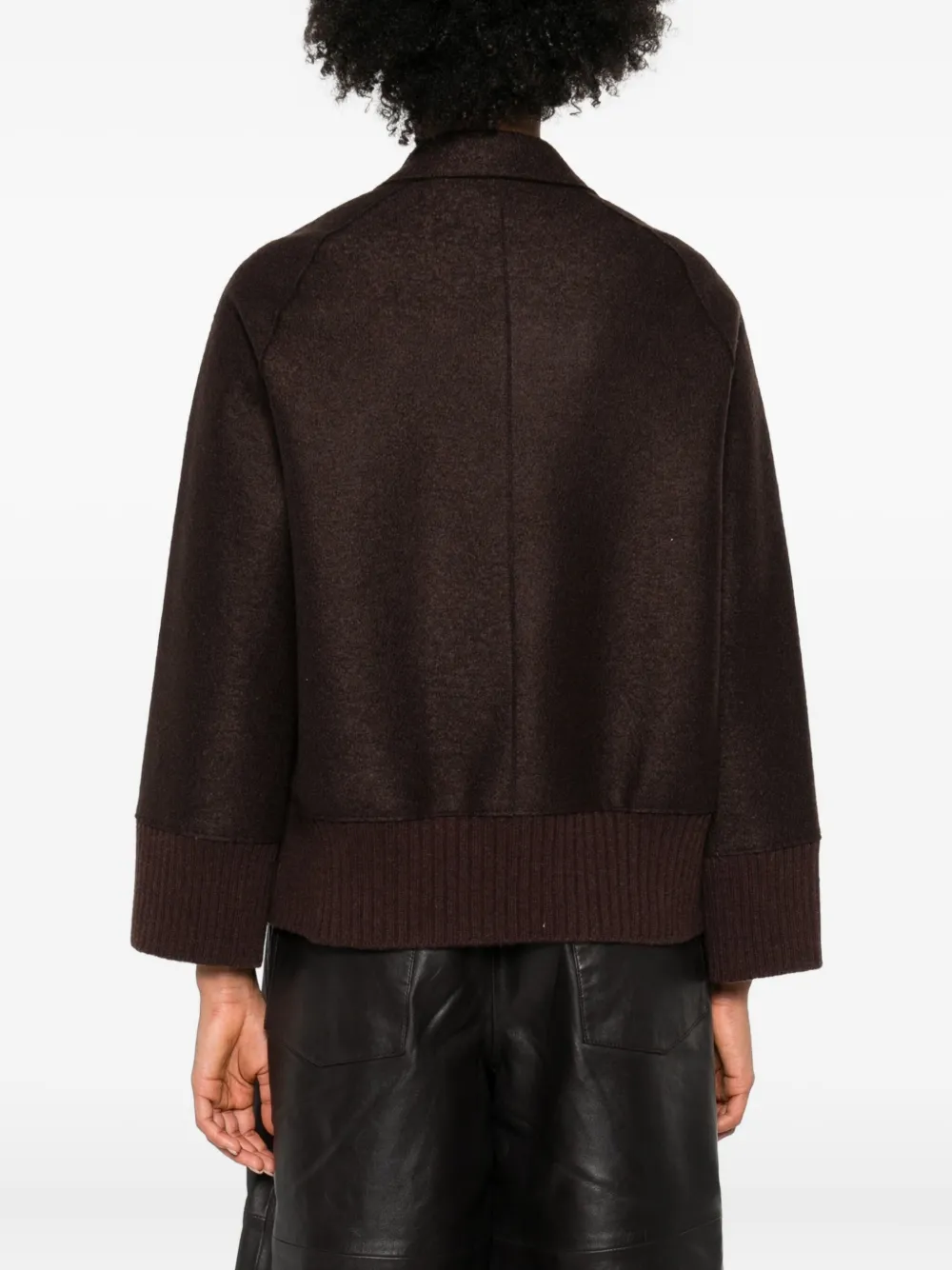 Rosso 35 Ribbed-cuff Wool Jacket In Brown