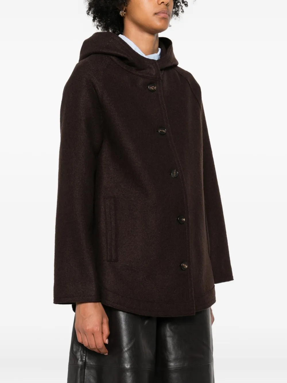 Rosso 35 Hooded Coat In Brown