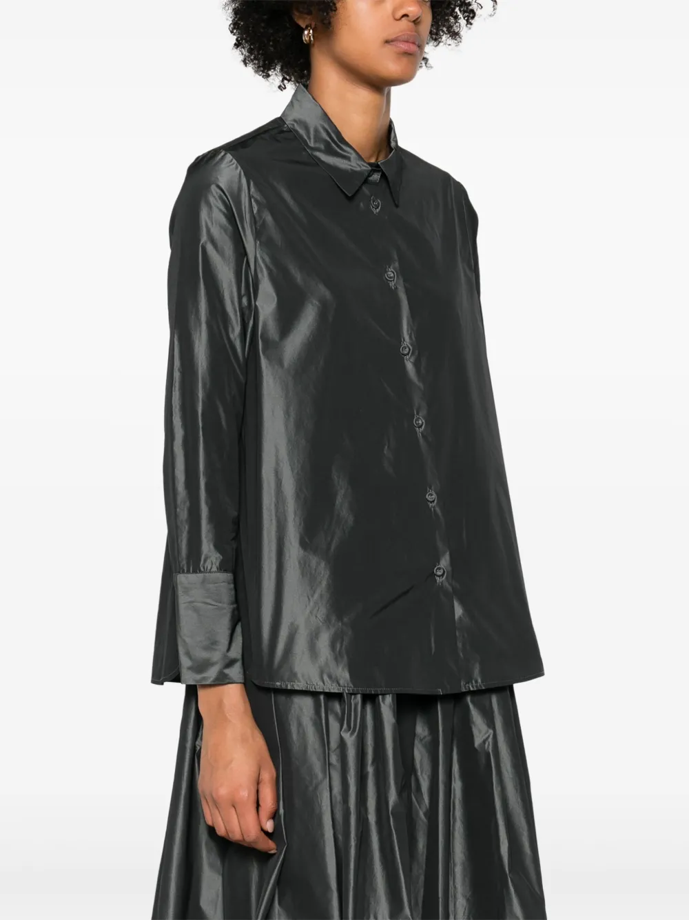 Rosso 35 Button-down Taffeta Shirt In Black