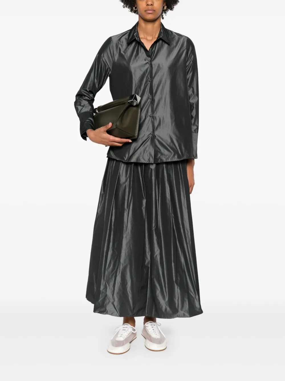 Rosso 35 Taffeta blouse met knopen - Zwart