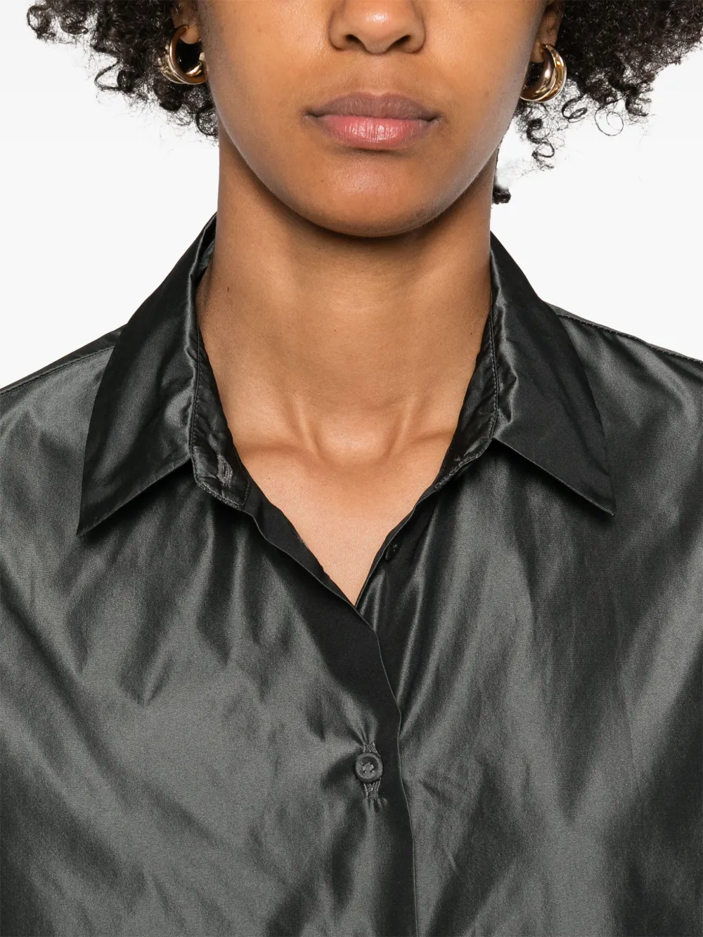 Rosso 35 Button-down Taffeta Shirt In Black