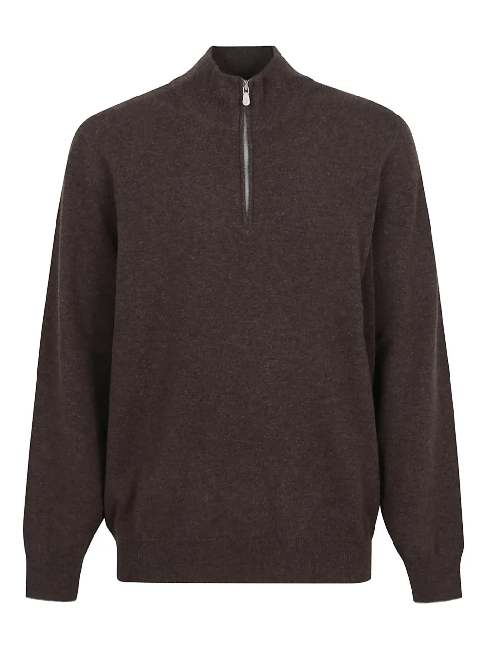 Brunello Cucinelli Zippered Cashmere Sweater In Green