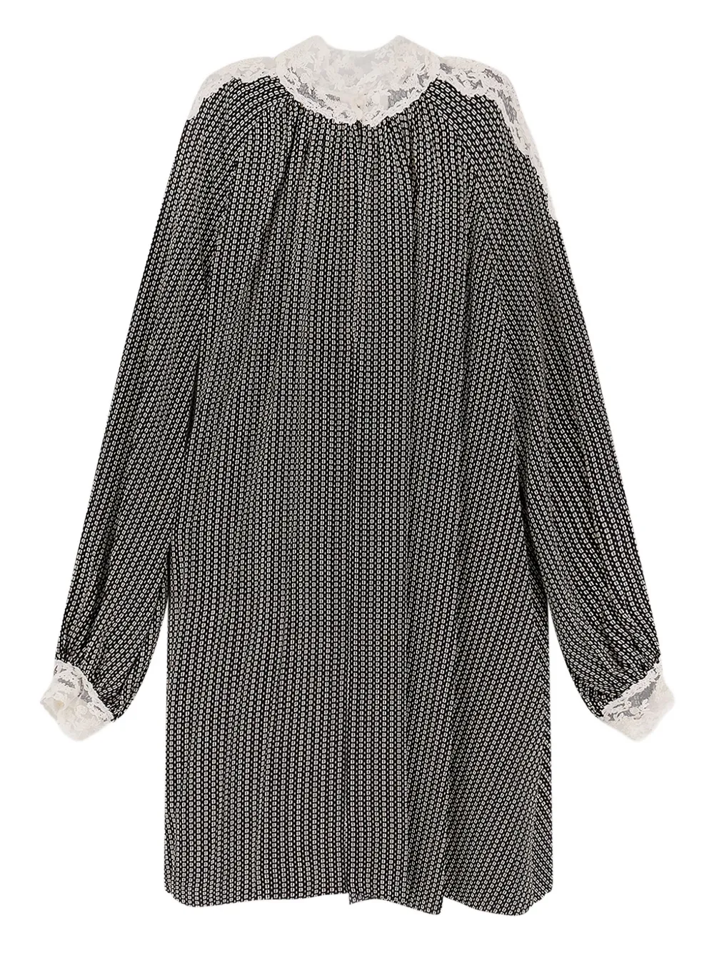 Chloé Mini-jurk met geometrische print en afwerking van kant Zwart