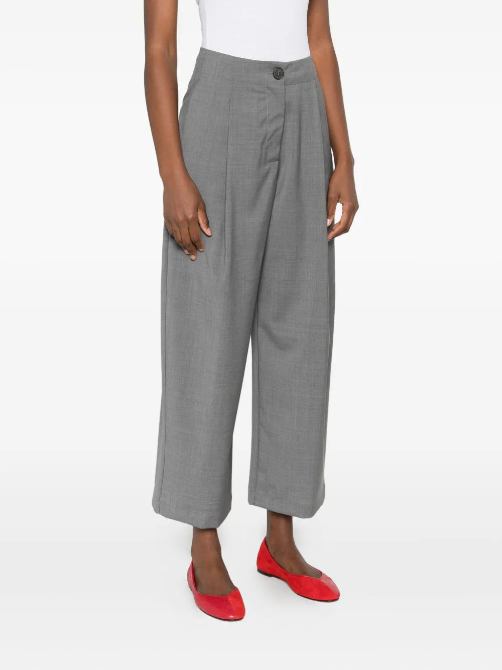 Phisique Du Role Palazzo broek met geplooide zak Grijs