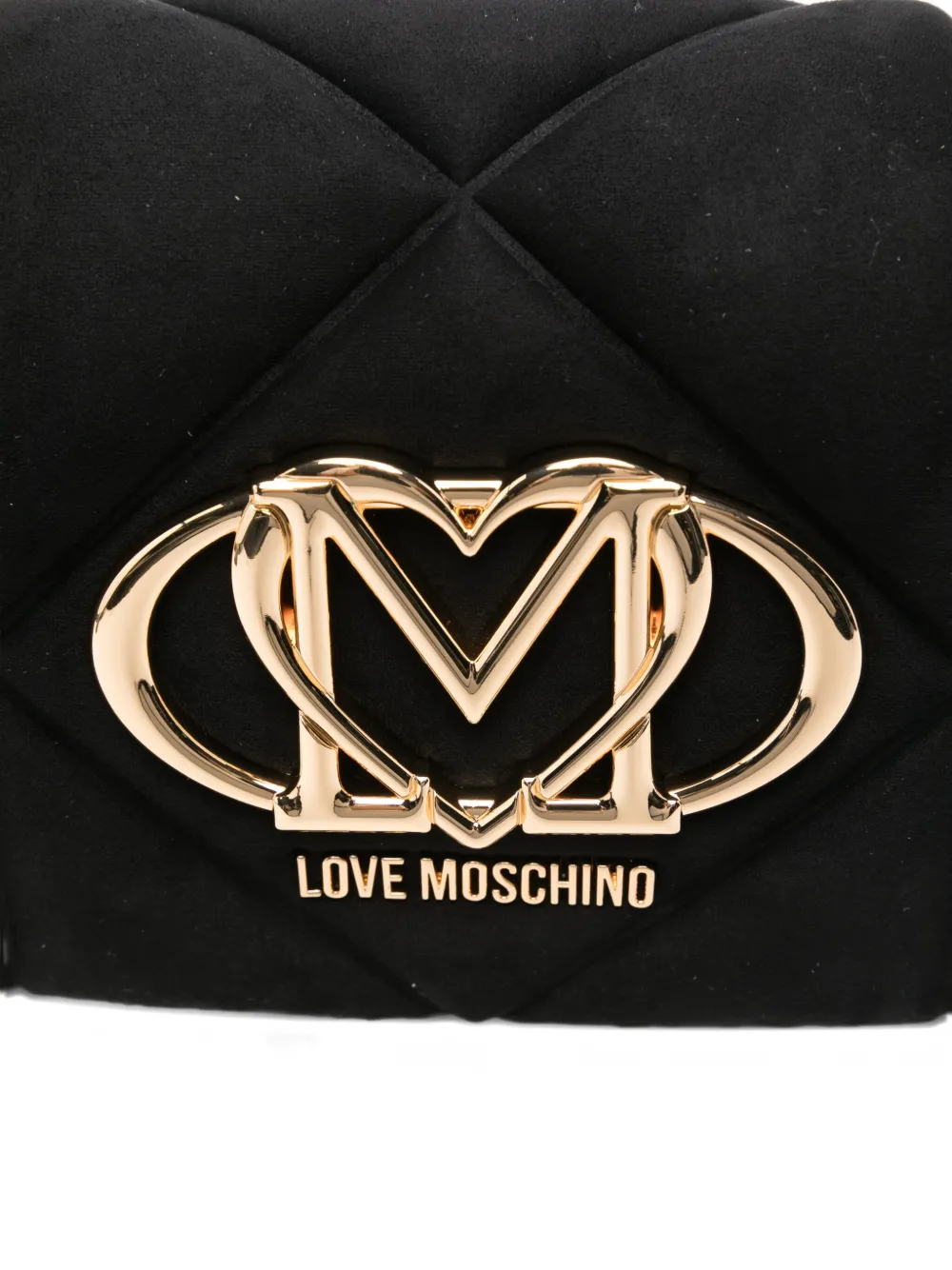 Love Moschino Quilted Logo-plaque Cross Body Bag In Black