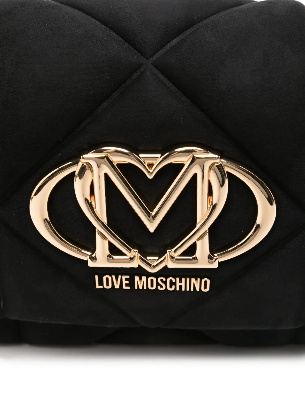 Love Moschino Gewatteerde crossbodytas met logoplakkaat Zwart