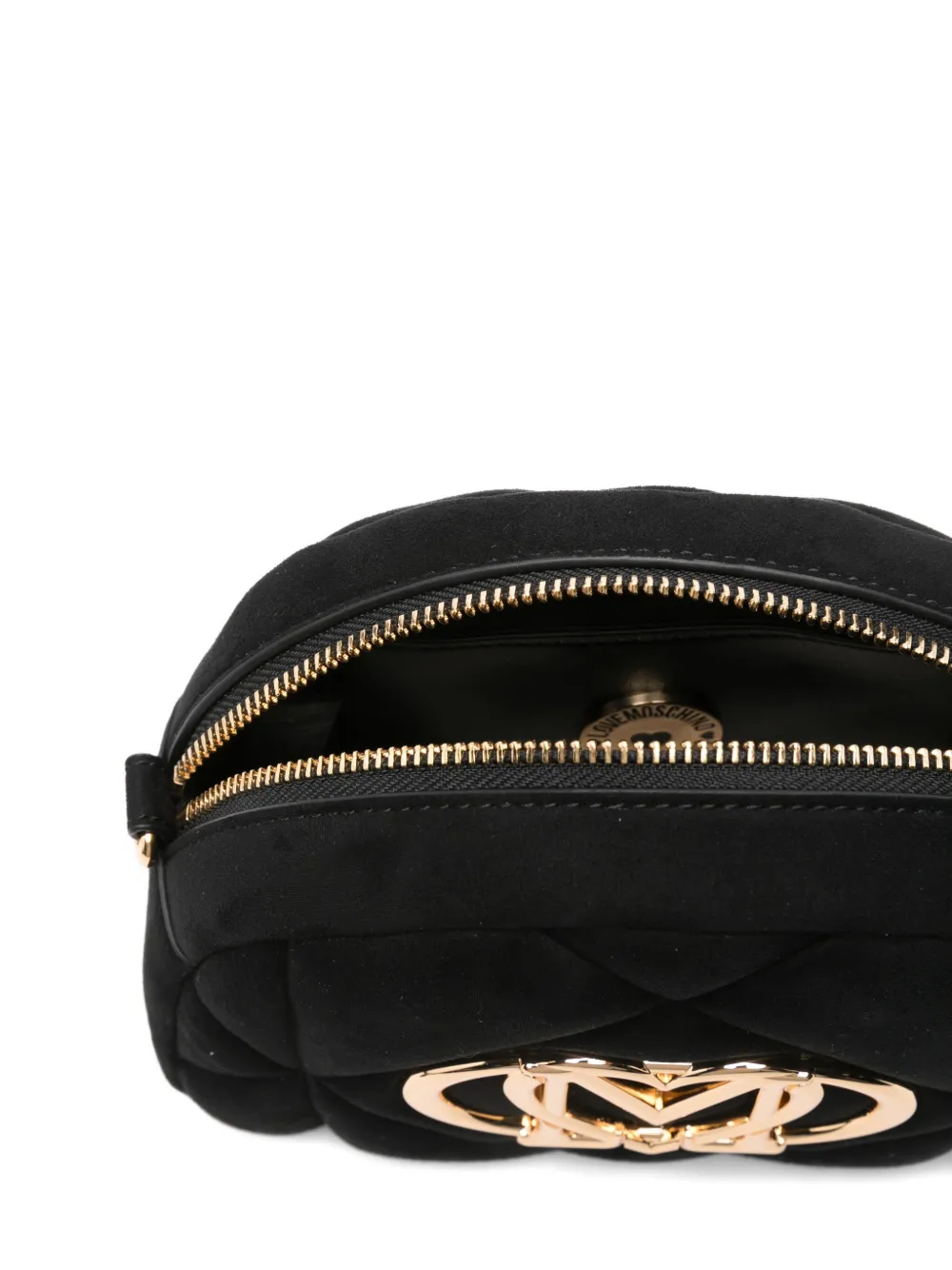 Love Moschino Gewatteerde crossbodytas met logoplakkaat Zwart