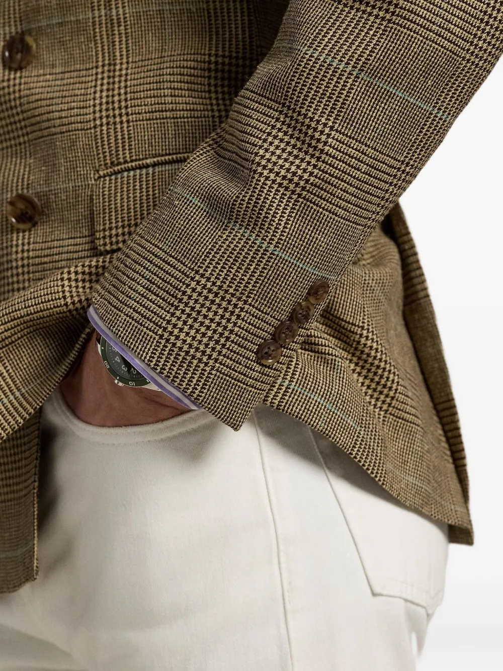 Polo Ralph Lauren double-breasted checked-pattern blazer Beige