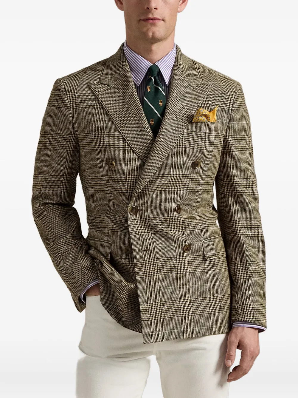 Polo Ralph Lauren double-breasted checked-pattern blazer Beige