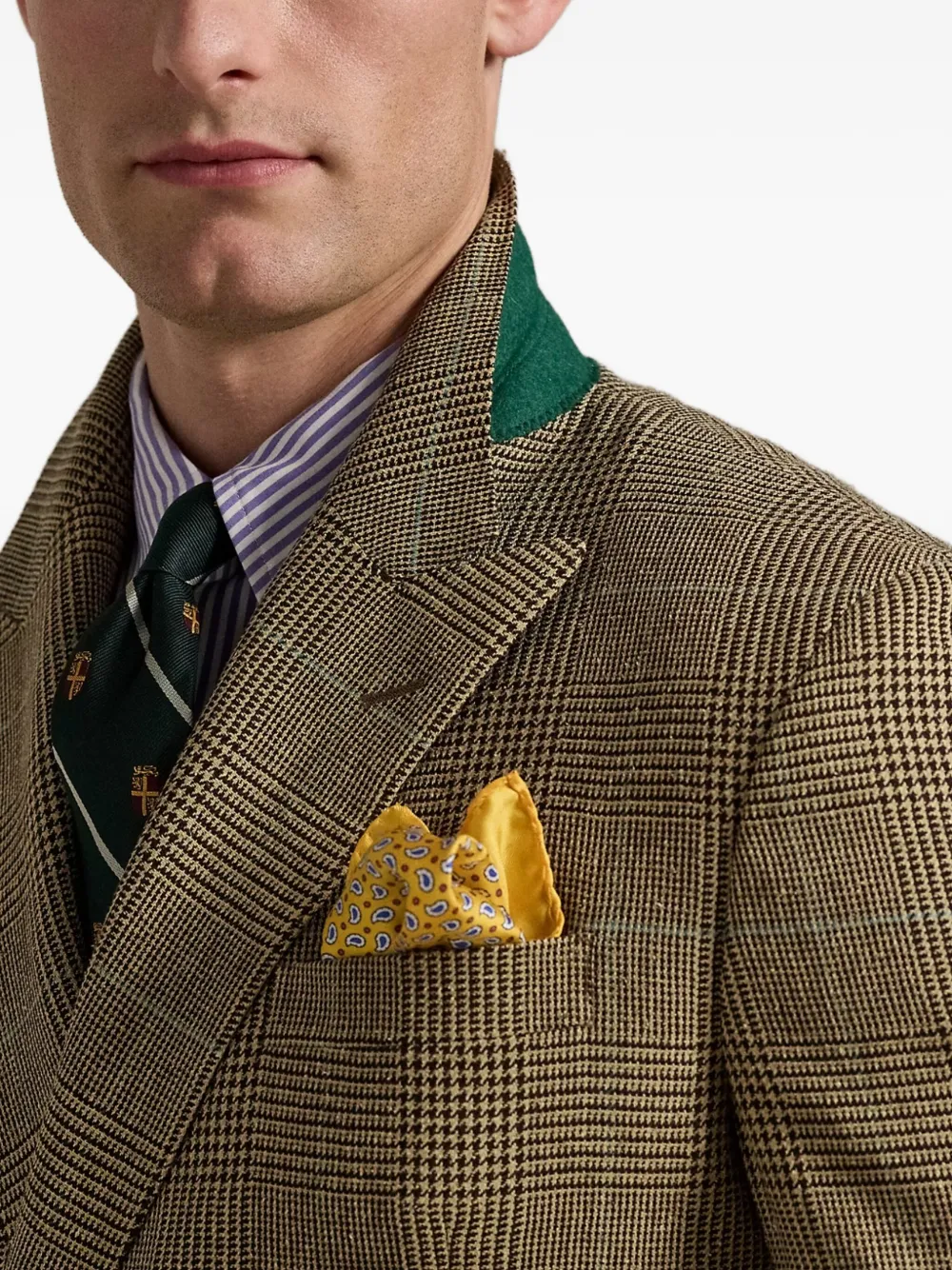 Polo Ralph Lauren double-breasted checked-pattern blazer Beige
