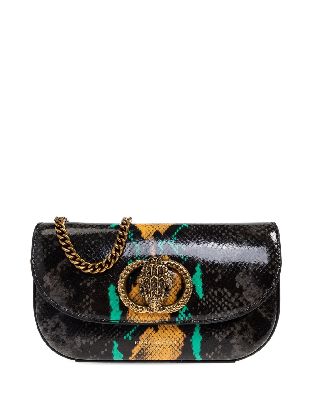 Kurt Geiger London small Chelsea snake-print chain cross-body bag | Image 1
