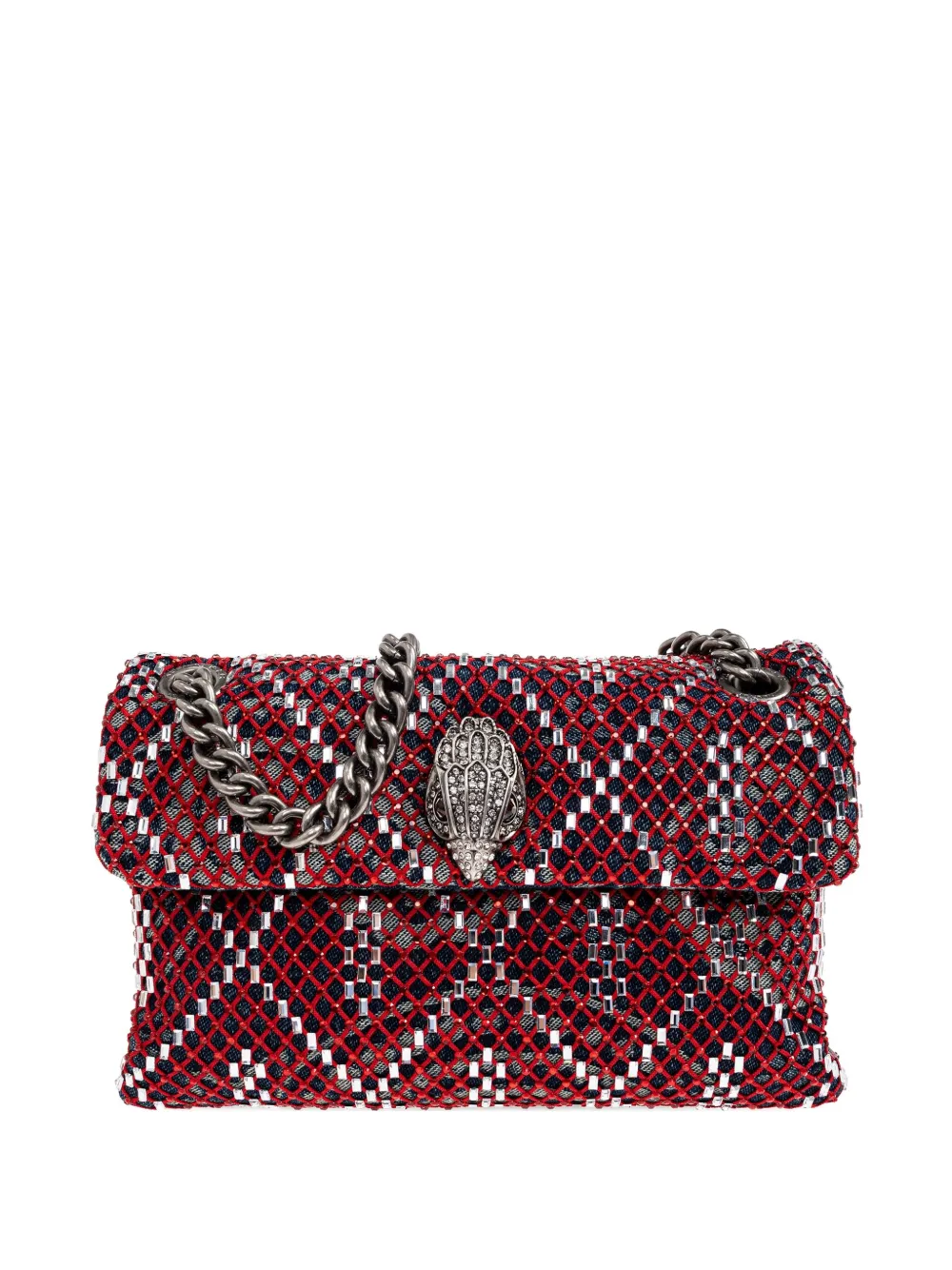 Kurt Geiger London mini Kensington crystal-embellished chain cross body bag | Red | Image 1