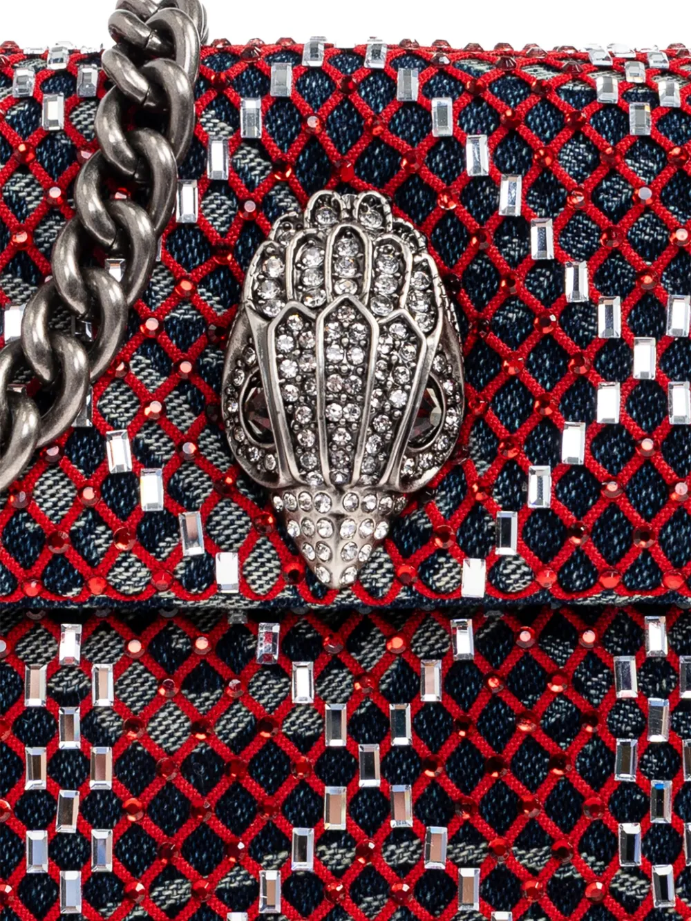 Kurt Geiger Mini Kensington Crystal-embellished Chain Cross Body Bag In Red
