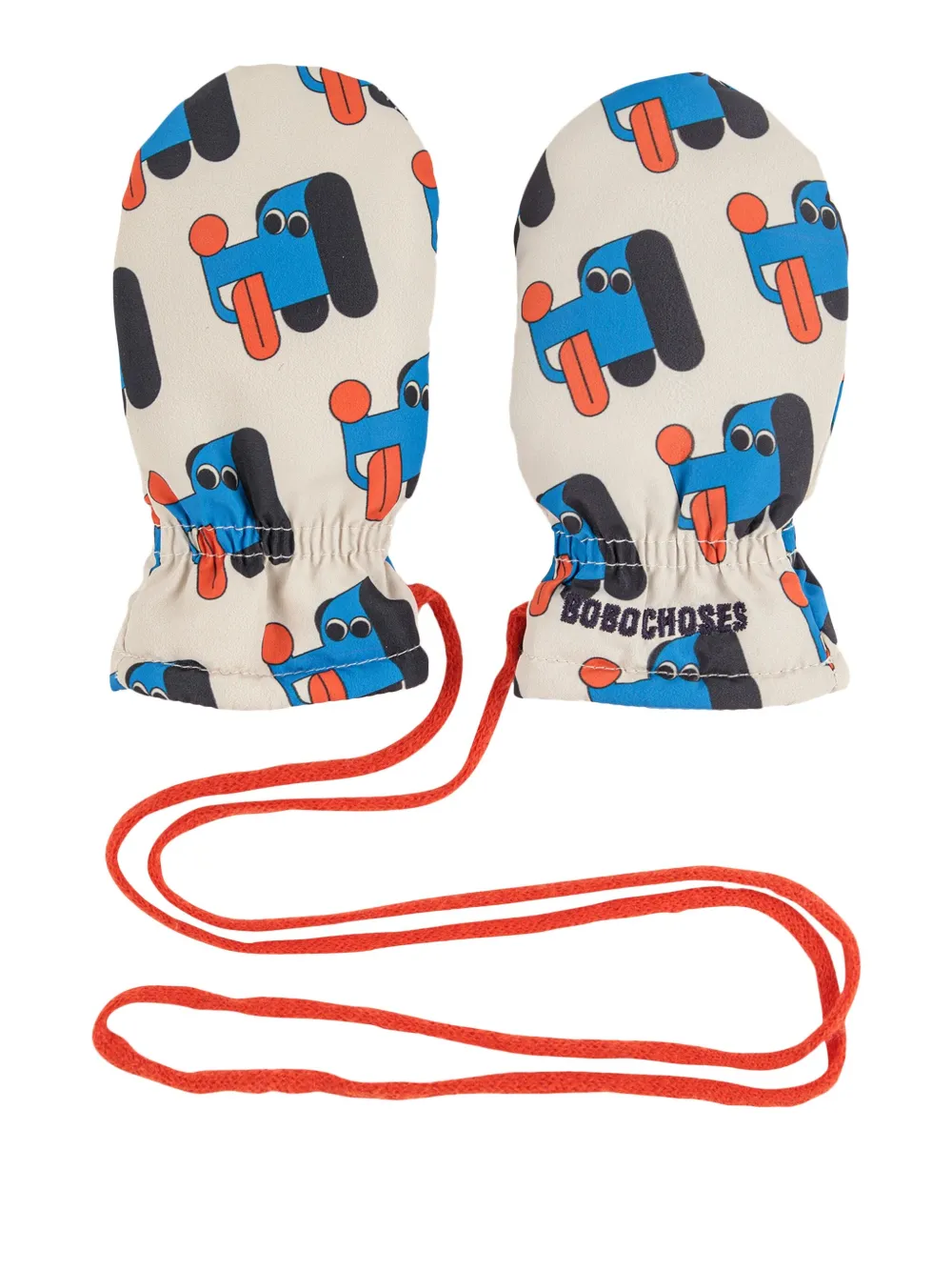 Bobo Choses Babies' Dog-print Mittens In Neutral