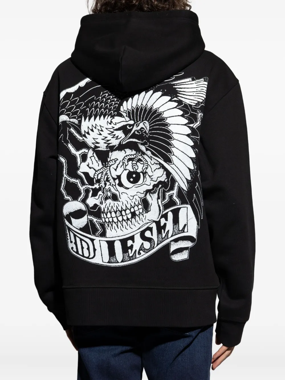 Diesel Sweater met geborduurd logo Zwart