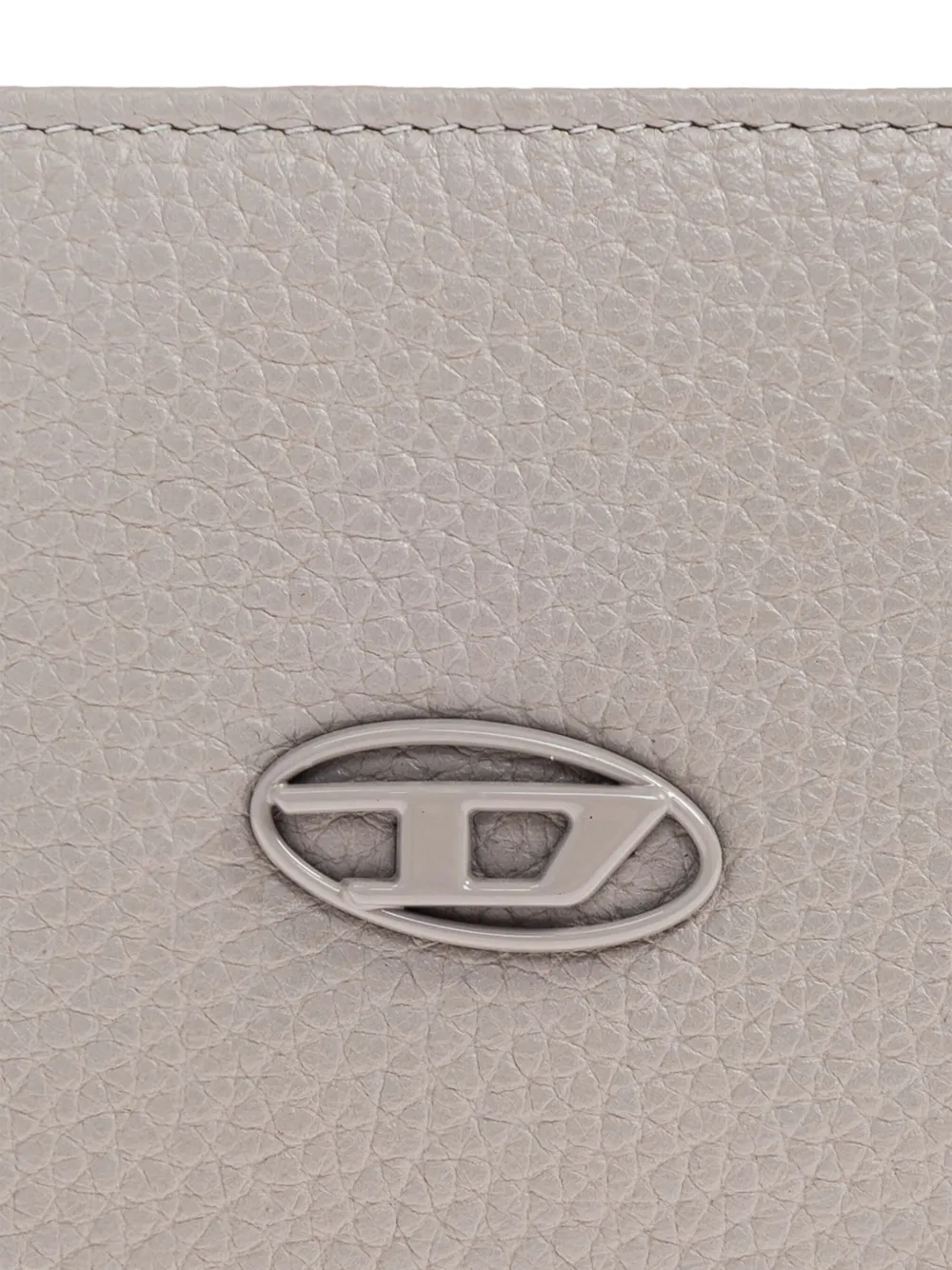 Diesel Leren portemonnee met logoplakkaat Grijs