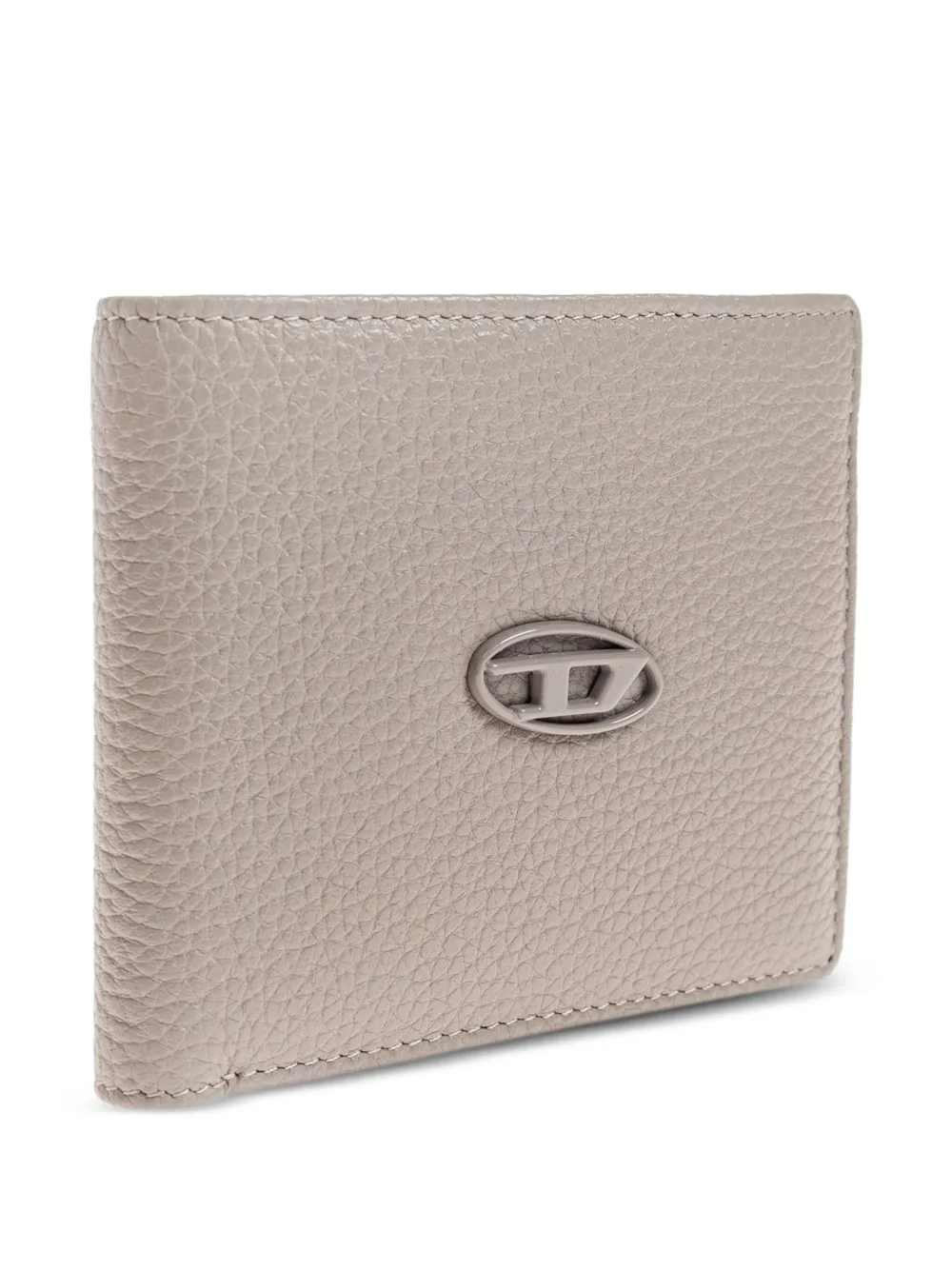 Diesel Leren portemonnee met logoplakkaat Grijs
