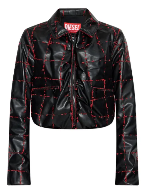 Diesel quilted grid-stitched cropped jacket