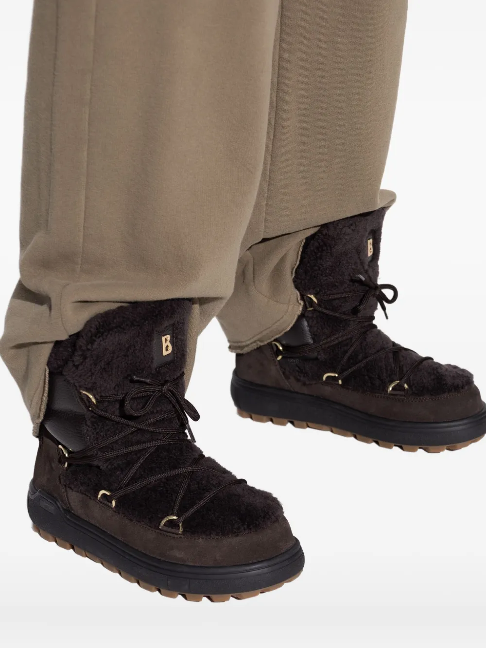 Bogner Lace-up Shearling Boots In Black