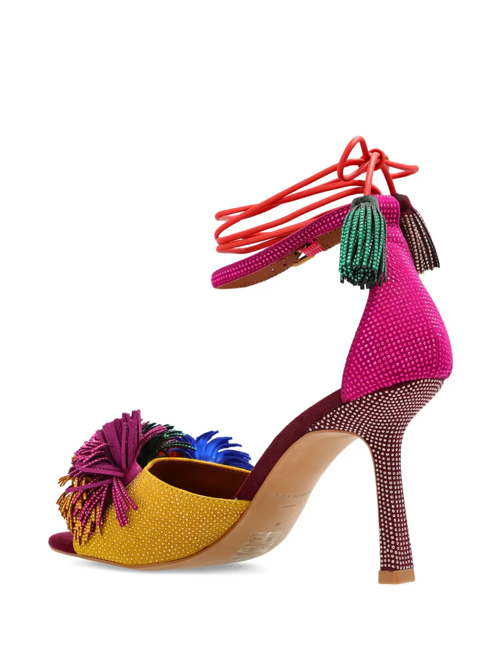 Kurt Geiger London 90mm Pom embellished ankle-tie sandals Yellow