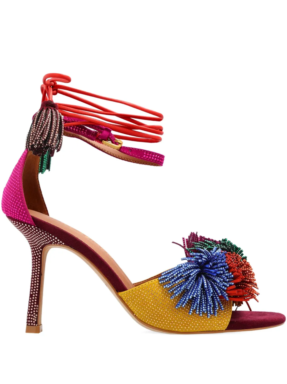 Kurt Geiger London 90mm Pom embellished ankle-tie sandals Yellow