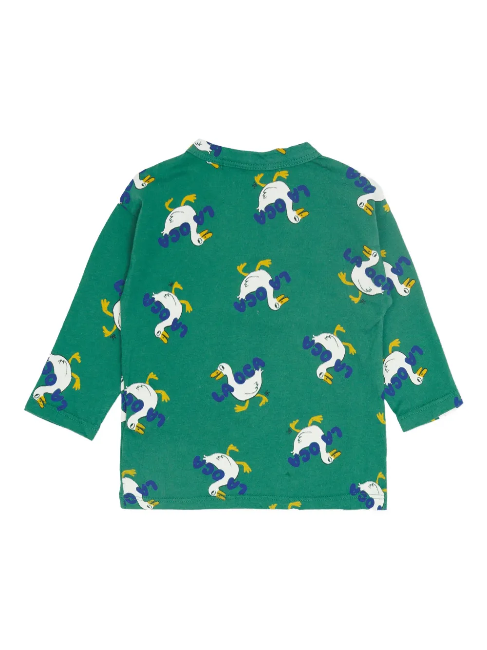 Bobo Choses Duck-print Long-sleeve Top In Green