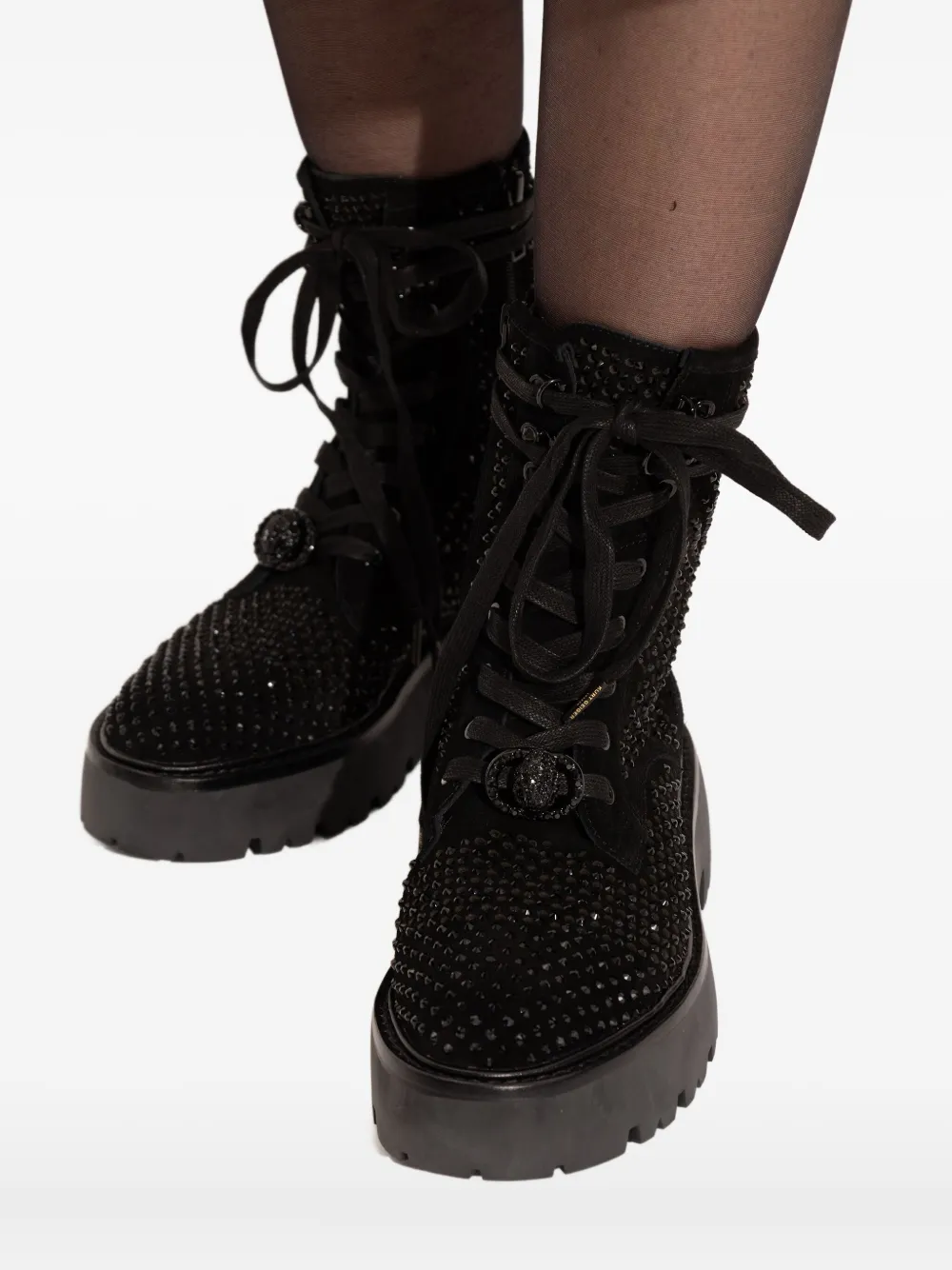 Kurt Geiger London Verfraaide veterlaarzen Zwart