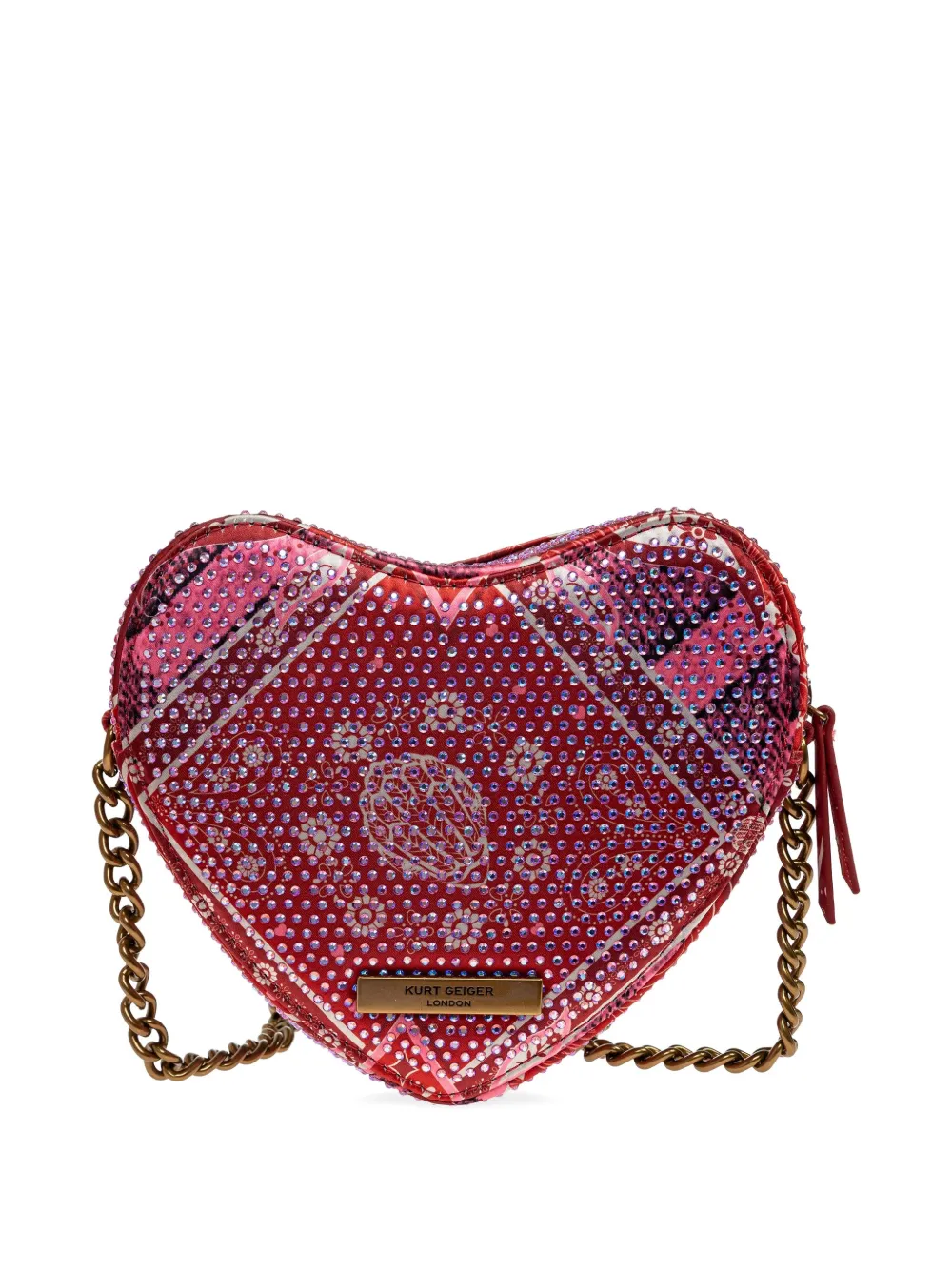 Kurt Geiger Kensington Heart Heart-shaped Crystal-embellished Tote Bag In Red