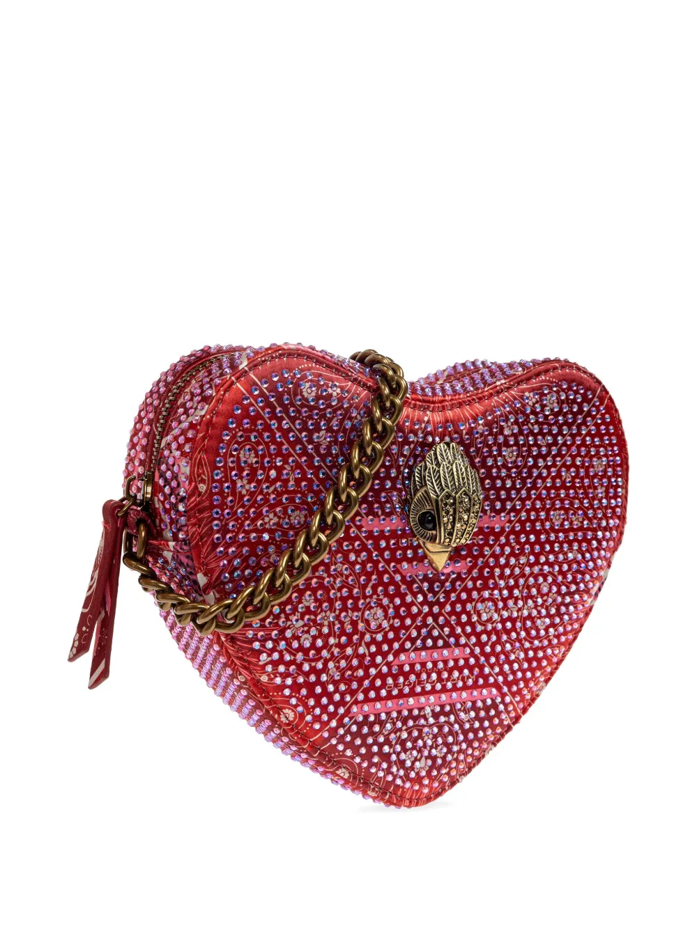 Kurt Geiger Kensington Heart Heart-shaped Crystal-embellished Tote Bag In Red