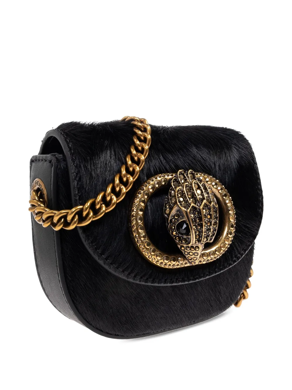 Kurt Geiger Micro Chelsea Crystal-embellished Saddle Bag In Black