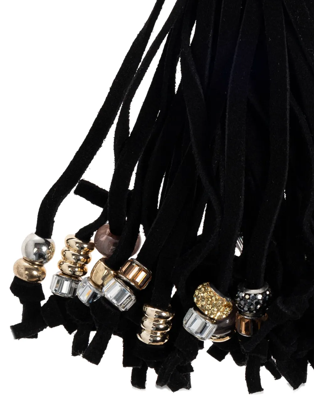 Kurt Geiger Beaded Tassel Keyring In Black