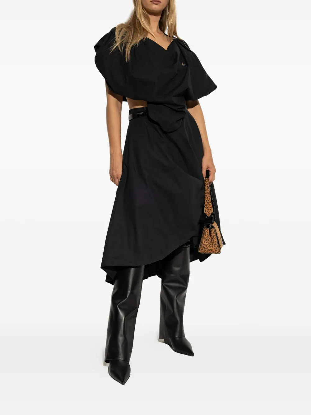 Vic Matie 100mm leren overknee laarzen Zwart