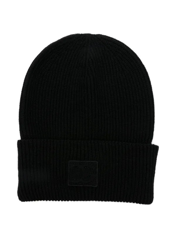 Dolce & Gabbana logo-patch Ribbed Wool Beanie | Black | FARFETCH AZ