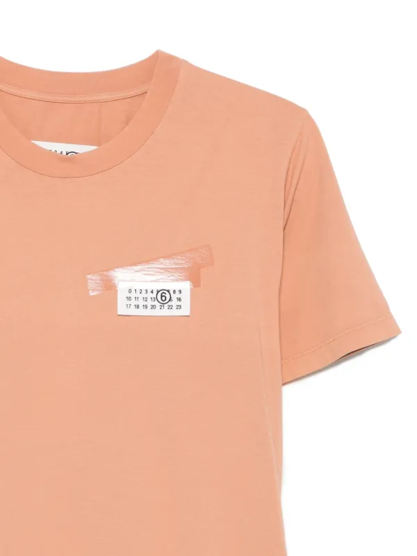 MM6 Maison Margiela tape-detail T-shirt | Orange | FARFETCH