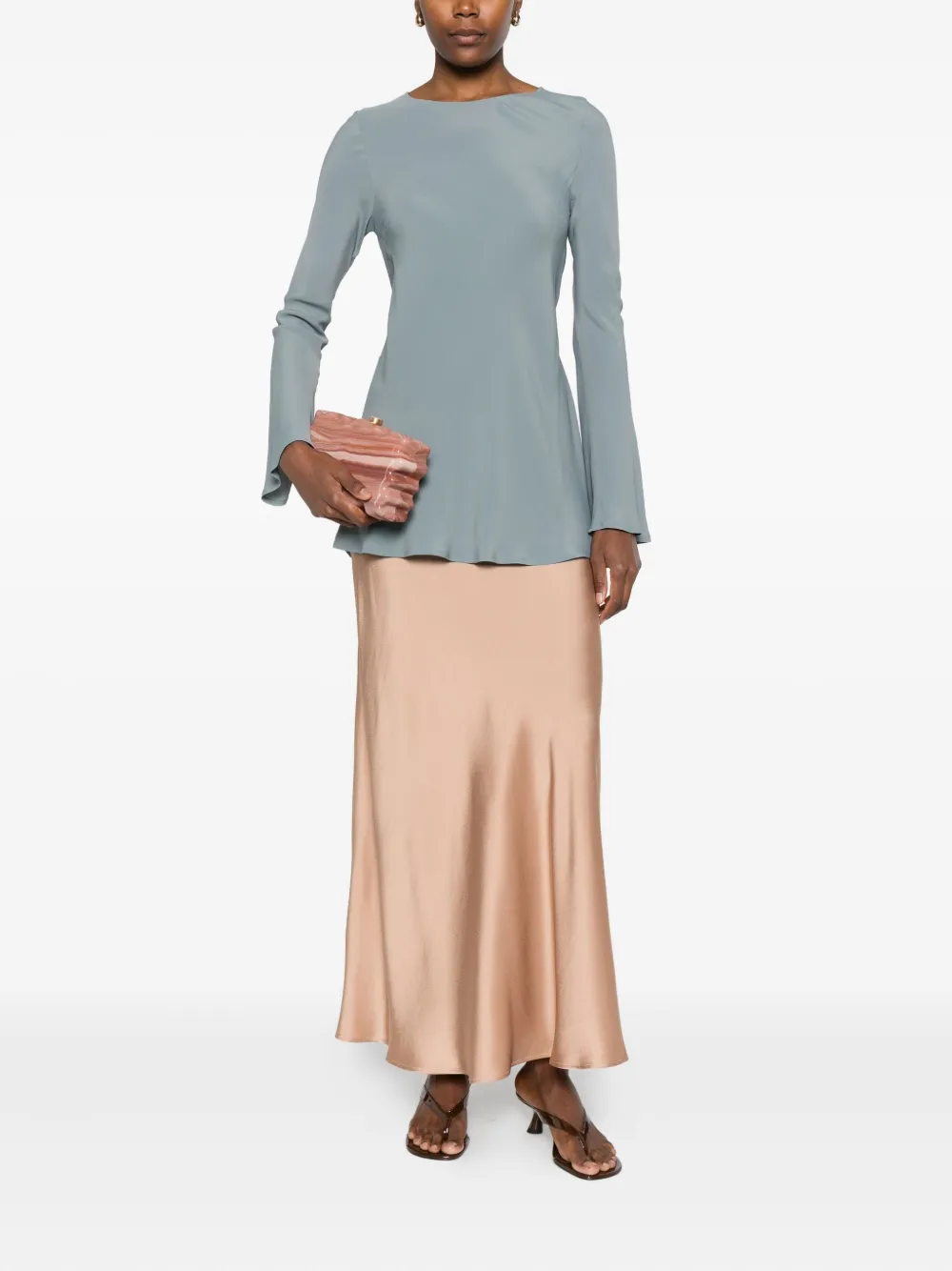 Ottod'Ame Satijnen rok met uitgesneden details - Beige