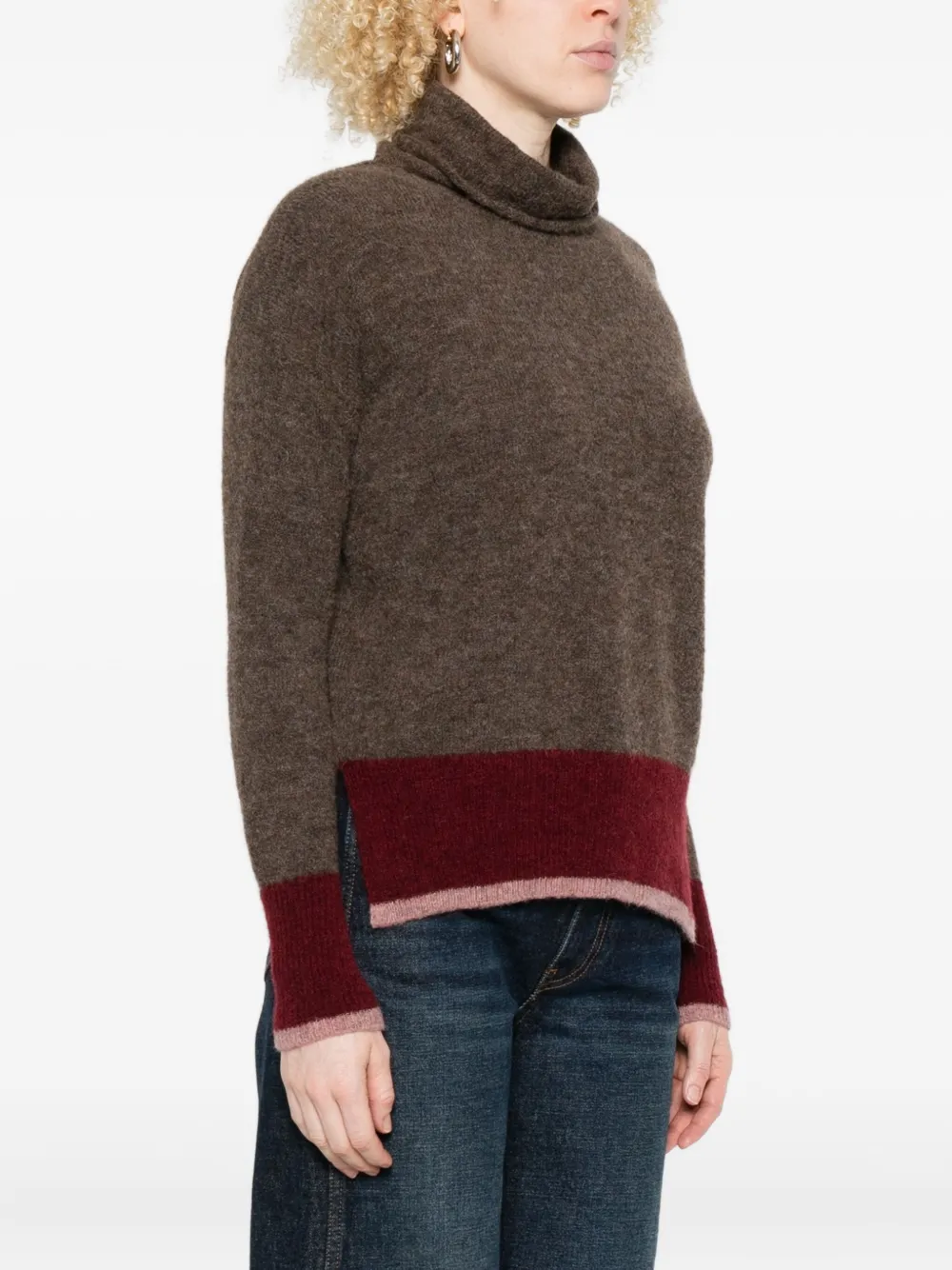 Why Ci Roll-neck Panelled Sweater In Brown