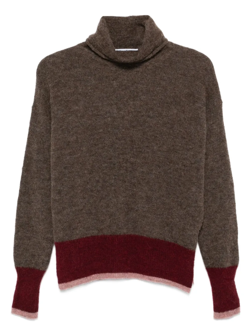 Why Ci Roll-neck Panelled Sweater In Brown