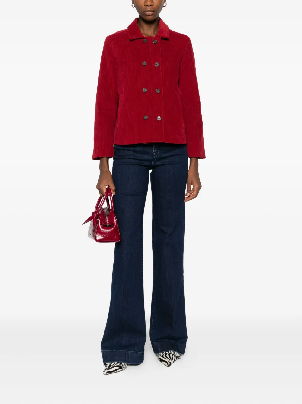 Why Ci Corduroy Double-breasted Jacket In Red