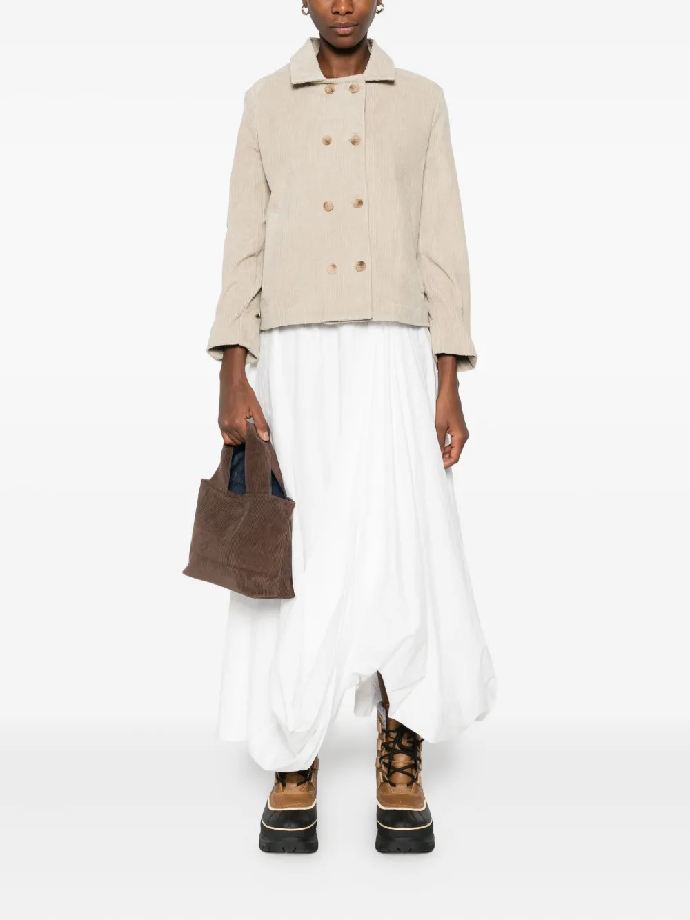 Why Ci Corduroy Double-breasted Jacket In Neutral