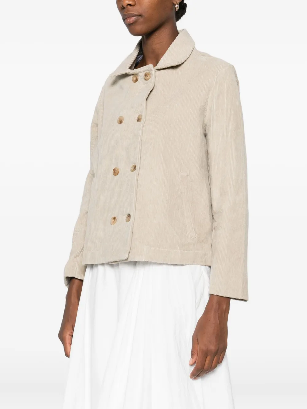 Why Ci Corduroy Double-breasted Jacket In Neutral