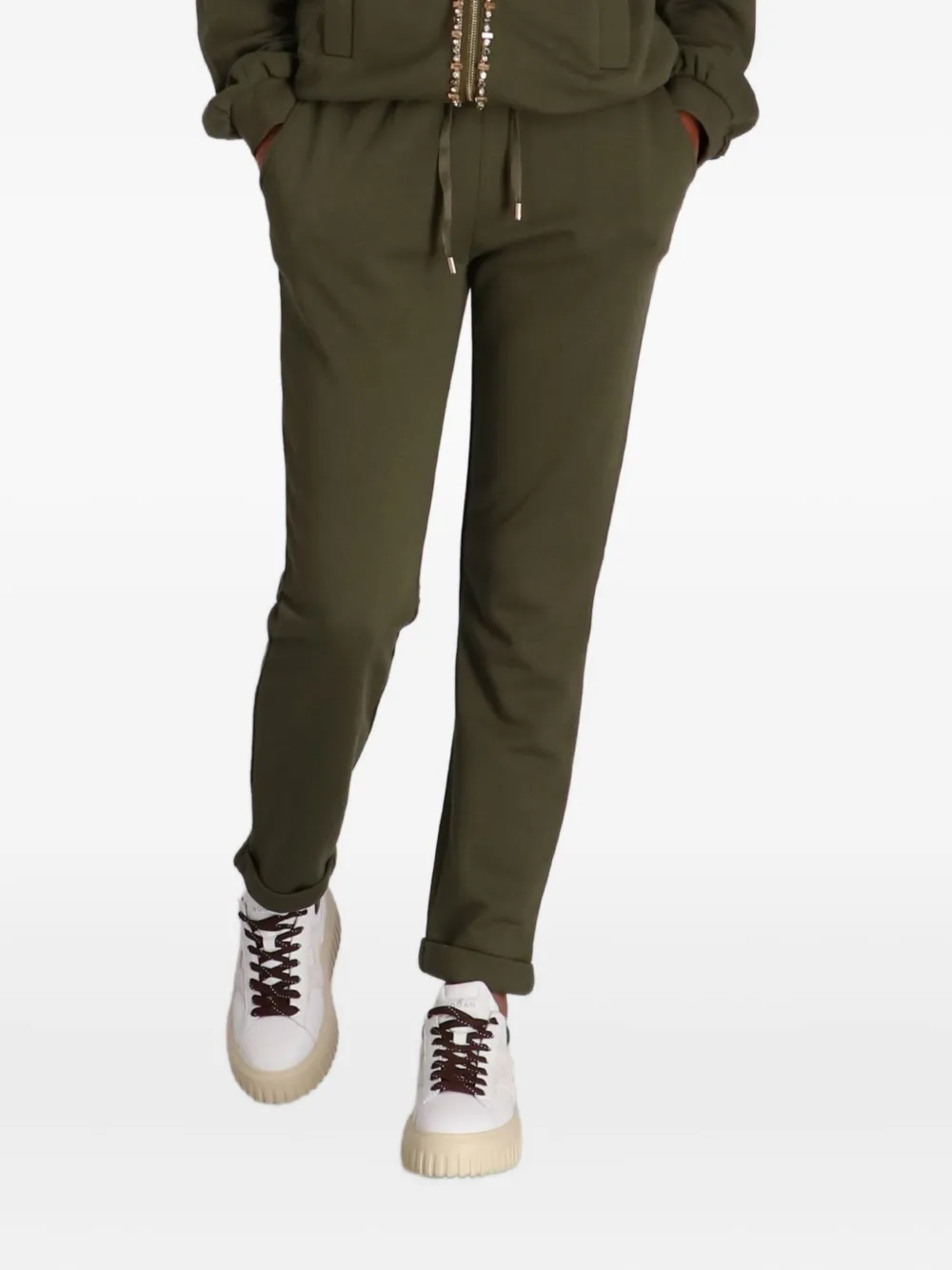 Liu •jo Drawstring-waist Track Pants In Green