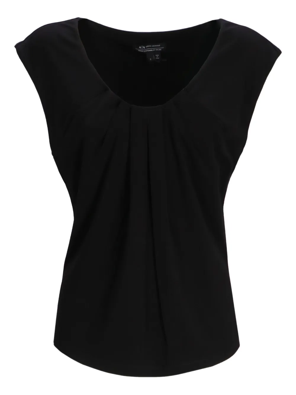 Armani Exchange pleated cap-sleeve top | Black | Image 1