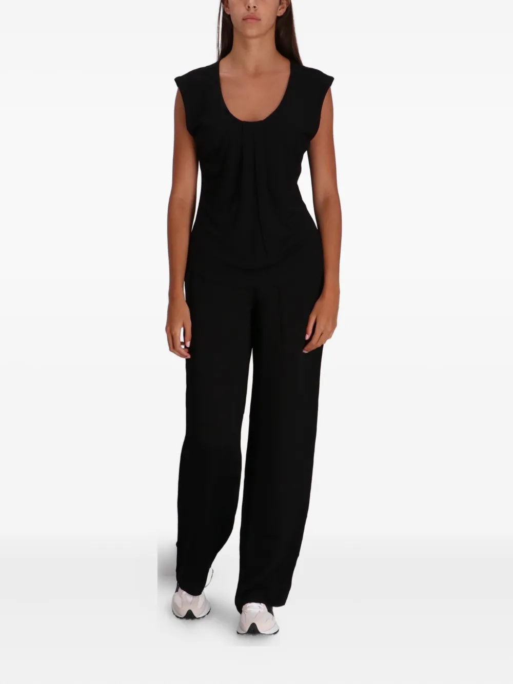 Armani Exchange Geplooide top met kapmouwen - Zwart