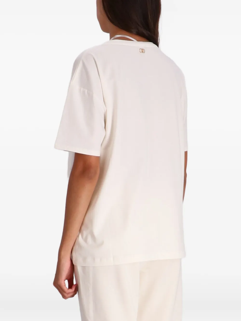Liu •jo Drawstring-detail Cotton T-shirt In Neutral