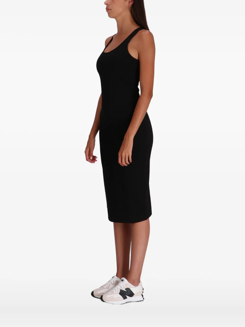 Armani Exchange Geribbelde midi-jurk Zwart