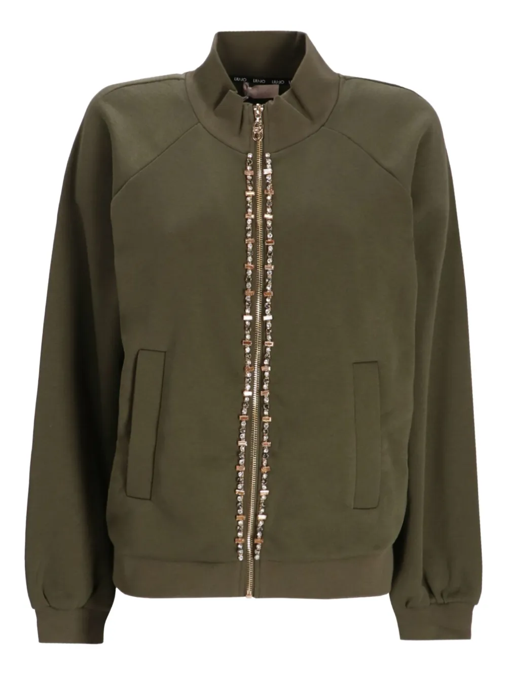Liu •jo Embellished Zip-front Bomber Jacket In Green