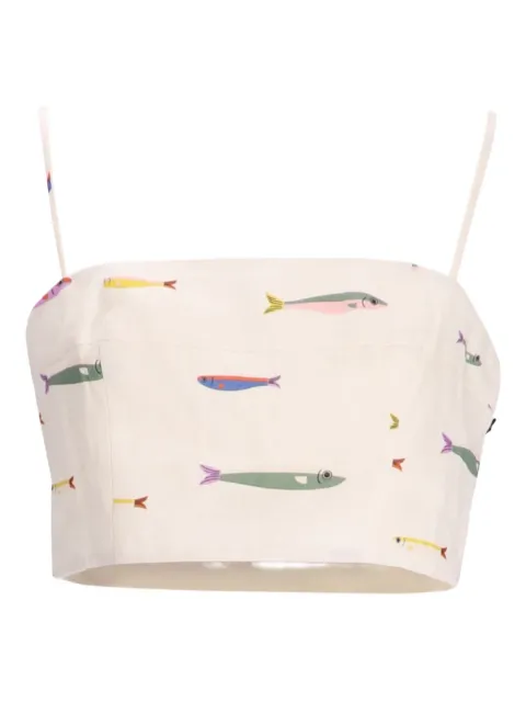STAUD top con tirantes finos y peces estampados