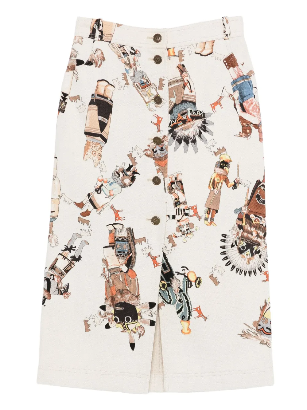 Hermès Pre-Owned 1990s Native American print skirt | Neutrals | Image 1