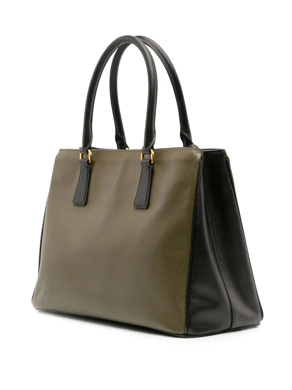 Pre-owned Prada 2013-2025 Medium Bicolor Saffiano Lux Galleria Satchel In Brown