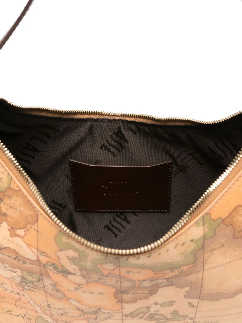 Alviero Martini 1° Classe World-print Leather Shoulder Bag In Brown